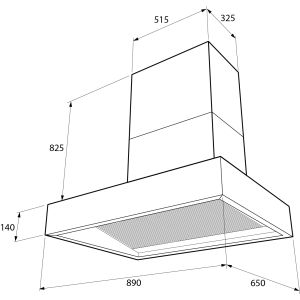 Hotte aspirante plate AGA 90cm AGA-HOOD-890 SH