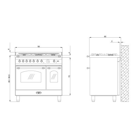 Piano de cuisson Lofra DOLCEVITA 90cm Mixte 2 fours