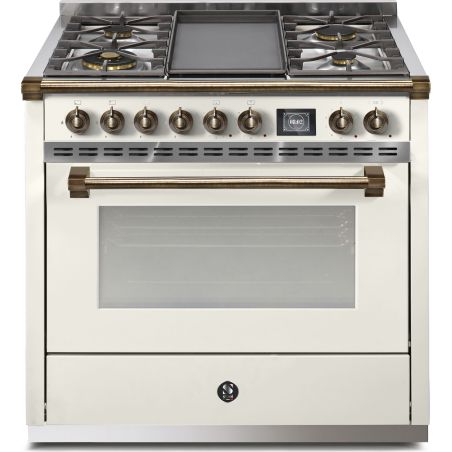 Piano de cuisson STEEL ASCOT 90 cm Combi-Steam 4 feux gaz + plancha électrique