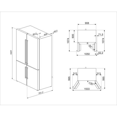 Réfrigérateur combiné 4 portes SMEG FQ60XF