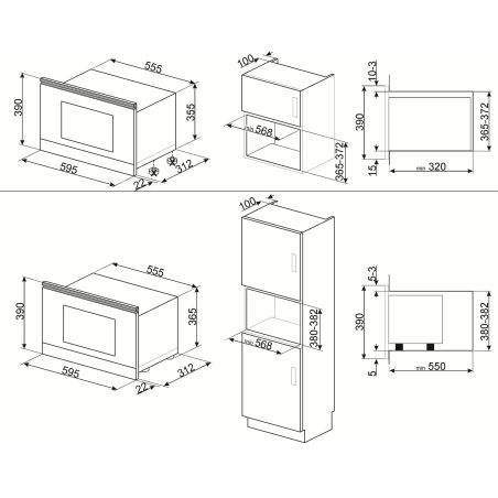 Micro-ondes encatsrable SMEG coloniale gris anthracite