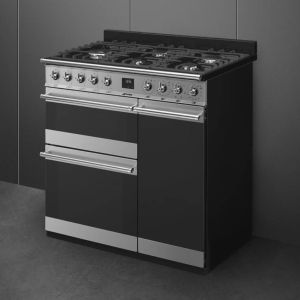 Piano de cuisson SMEG Sinfonia 90 cm inox noir mixte SY93-1