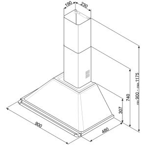 Hotte décorative murale Smeg VICTORIA 90cm