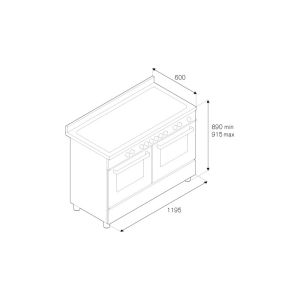 Piano de cuisson BERTAZZONI Mixte 120cm dimensions