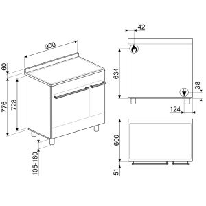 Centre de cuisson Pyrolyse SMEG 90 cm Mixte "Esthétique Concerto"