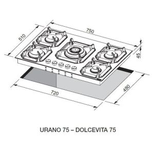 Plaque de cuisson LOFRA DOLCEVITA 75cm 5 feux gaz